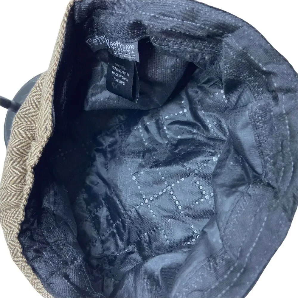 Fair Weather Newsboy Cap Women's Brown Cream Herringbone Vintage Style One Size